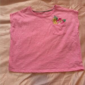 Tommy Bahama Pink Kids Tee with Floral Pocket